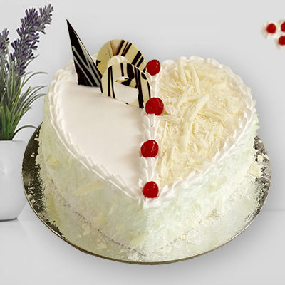 "Heart Shape White Forest Cake- 1 Kg - Click here to View more details about this Product